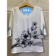 Middle-aged women's silk shirt with stone-embellished pattern 50-77kg