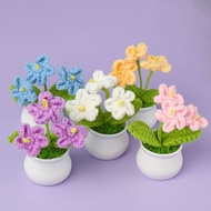 Eternal Flower Cute Style DIY Handwoven Simulation Pot Flower Planting Thread Crochet Knitted Finished Home And Garden Decorative Ornament