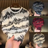0.008RX8 Men's Short-Sleeved T-Shirt Top Destruction Smudged Letters Gypsophila Breathable Bottoming