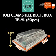 Toli TP-9L Clamshell Rectangle Container 50 pcs +-/Disposable Plastic Container(BOPS16)/Bekas Makana