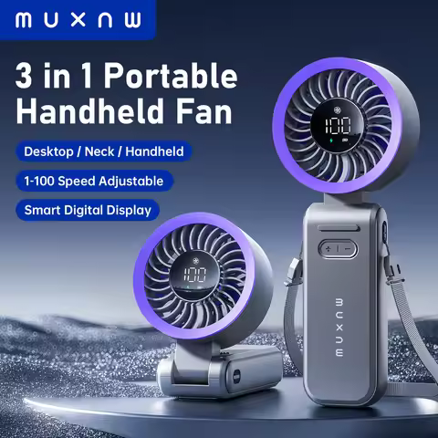 MUXNW 3 in 1 Portable Handheld Fan: Mini Personal Fan 3600mAh Rechargeable Foldable Turbo USB - Summ