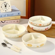 Ceramic Three-Compartment Fruit Plate Cute Round Divided Plate Children'S Supplementary Food Steamin