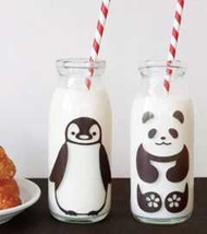 marumo  冷感牛奶玻璃杯 企鵝和熊貓 一對套組 （2個裝）