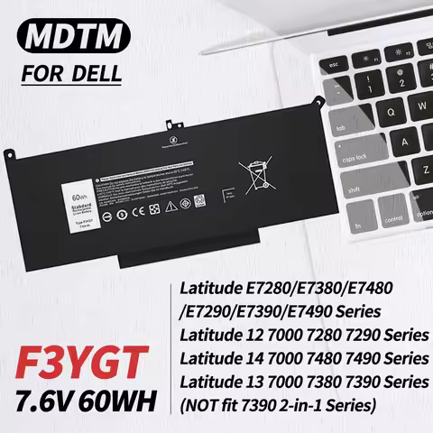 F3YGT Latitude 7480 Battery 7490 Battery 60WH for Dell Latitude 12 7000 7280 7290/13 7000 7380 7390 