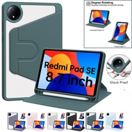 For Xiaomi Redmi Pad SE 4G 8.7 Inch 2024 2 Neo Acrylic Rotating Shockproof Stand Cover With Pen Slot