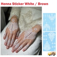 henna sticker White Marron brown Sticker Pengantin Inai Sticker Putih Lace Henna Temporary Tattoo La