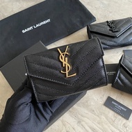 YSL Caviar Card Holder with Compartment Pockets on the Back 4 Card Slots 1 Open Compartment