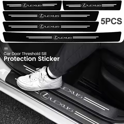 5Pcs Carbon Fiber Car Threshold Scratch Protection Sticker For Lexus GS300 GX470 LX570 LS460 RX300 G