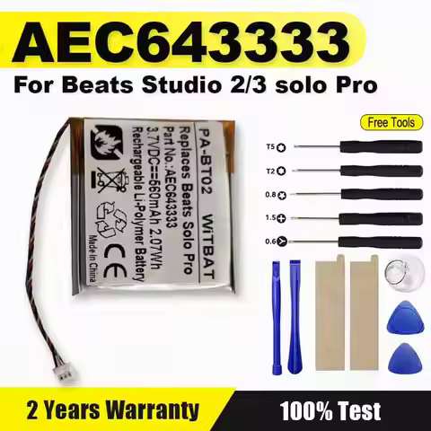 Brand-New Replacement Battery AEC643333 For Beats Studio 2/3 solo Pro Wireless eadphones Battery +To