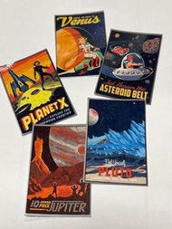 2張太空星球復古懷舊迷你雪櫃冰箱白板橡膠磁貼 Vintage Retro Space Planet Fridge Refrigerator White Board Rubber Magnets [PLN001]