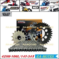OSAKI รุ่น Heavy Duty โซ่สเตอร์ เดิม (ทั้งชุด) สำหรับ เวฟ125ทุกรุ่น เวฟ110i CZi MSX ดรีม110i ดรีมซุป