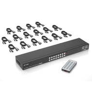 【Direct from Japan】MT-VIKI 4K 16-port KVM switch HDMI, 4K@30Hz rackmount KVM console, 16 cables + 4 