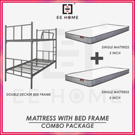 EE HOME COMBO SET Double Decker Bed Frame With 2 Pcs 5 Inch Single Mattress Katil Double Decker Set 