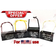 WSS 【OFFER】Fan motor capacitor Kipas Capasitor CBB61 250v-450VAC (1UF/1.25UF/1.5UF/1.8UF/2UF/2.5UF)