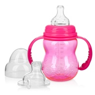 Nuby 3 in 1 Baby Bottle to Training Sippy Cup - 8 Oz Toddler Cups Spill Proof with Soft Spout, Nippl
