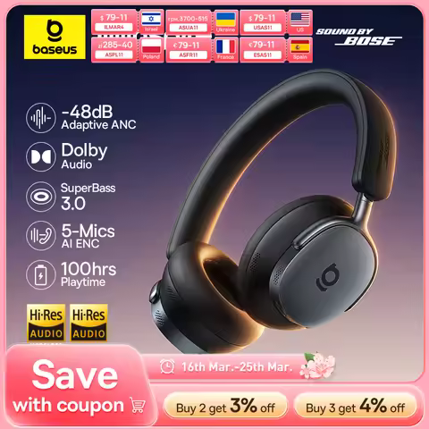 Baseus Inspire XH1 Sound by Bose ANC Wireless Headphone Bluetooth 6.1 48dB Adaptive Noise Cancellati