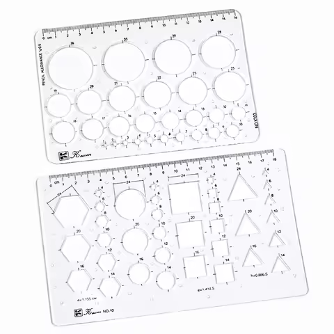 Transparent drawing size square square ruler hexagonal triangle ruler drawing design ruler scale lin