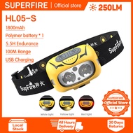 SUPERFIRE HL75-S Super Bright Headlamp Rechargeable Long Lasting Night Fishing Light White Light Red