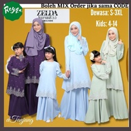 REY Baju KURUNG ZELDA Ibu dan Anak |Dark Purple|Mint Green| Baby Blue |Sulam tenun| Skirt Kembang Payung 6 Warna