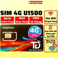 Sim 4G Vinaphone U1500 Trọn Gói 12 Tháng 500gb 1 tháng - Sử dụng không giới hạn - BẢO HÀNH 1 ĐỔI 1 F