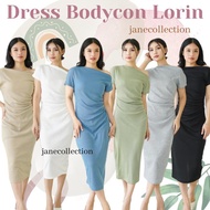 JANE | Maxi Dress Hitam One Shoulder Bahan Rib Knit Rajut Casual Sabrina Baju Pesta Kondangan Putih 