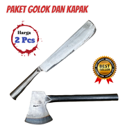 Kapak dan Golok Bahan Baja Asli Super Tajam - Kampak Cacah Kayu Bakar Dan Golok Babat Tebu - Belanja