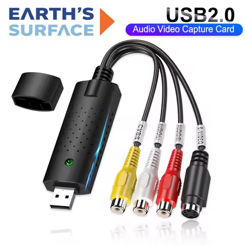 USB2.0 Audio Video Capture Card Adapter With Driver CD USB 2.0 to RCA/S-Video VHS VCR Record Capture
