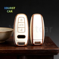 Gold Edge Soft TPU for Audi SQ8 R8 4K A8 E-tron Q5 Q7 Q8 C8 D5 A1 A3 A4 A6 A7 Car Remote Key Case Co