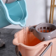 S-T🔰Mop with Wheels Mop Bucket Plastic Household Thickened Floor Mop Bucket Material Rotating Twist Water Mop Single Bar