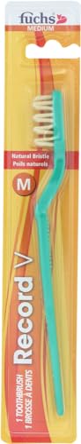 Fuchs: Pure Natural Bristle Record V Adult Medium Toothbrush, 1 ct (5 Pack)