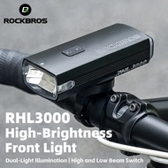 ROCKBROS Bicycle Light 3000LM 10000mAh Type-C Charging IPX6 Double Light 6 Modes Power Bank MTB Road Highlight Bike Accessories