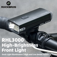 ROCKBROS Bicycle Light 3000LM 10000mAh Type-C Charging IPX6 Double Light 6 Modes Power Bank MTB Road