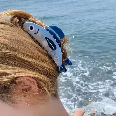 Creative Sardine Fish Hair Claw Clip Imitation Acetate Shark Clip Ocean Animal Geometric Hair Clamps