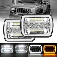 7x6'' 5X7 Inch Led Headlight Square Hi-Lo Beam Halo For Cherokee XJ Wrangler YJ Motorcycle Car Off-r