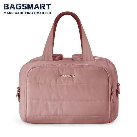 BAGSMART Large Capacity Travel Toiletry Bag Opening Makeup Bag Portable Cosmetic Storage Bag With Ha