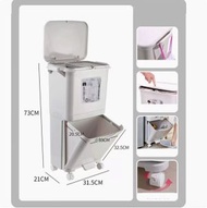 全城熱賣 - 廚房垃圾桶(38L雙層 按壓開蓋+腳踏+可固定萬向輪)