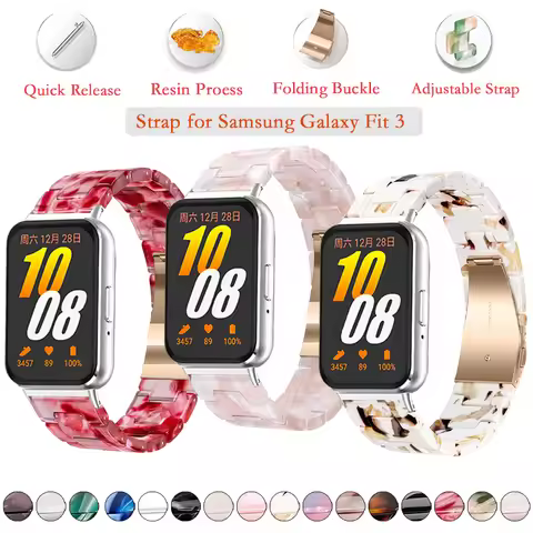 Resin Strap Compatible with Samsung Galaxy Fit3 Quick Release Men Women Bracelet for Galaxy Fit 3 St