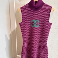 CHANEL 紫色山形紋高領無袖針織連衣裙 38碼