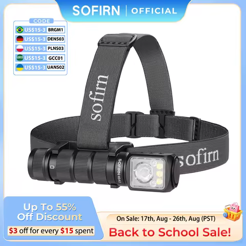 Sofirn HS42 Headlamp SST40 18650 Rechargeable Torch 2100lm 6 LEDs with Red Light Spotlight Floodligh