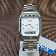 [Original] Casio AQ-230A-7D Vintage Silver Plated Dual-time Digital and Analog Watch