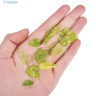 EXPEN 30pcs Green Transparent Leaf Shape Beads, Leaf Shape Transparent Green Acrylic Leaf Beads, Gre