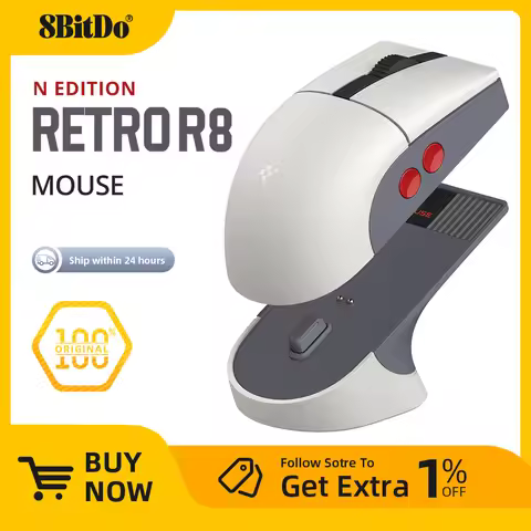 8BitDo Retro R8 N edition Gaming Mouse Wireless with Charging Dock Gaming Accessories Bluetooth Wire