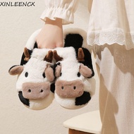 XINLEENCX 1 pair Winter Fluffy Slippers, Non-slip Toe Wrap Cow Plush Slippers, Thick Sole Slippers P