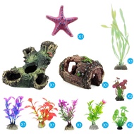 Aquarium Fish Tank Decoration Trunk Avoiding Barrel Artificial Plastic Plant Starfish Resin Decoration Accessories (12 Pieces)