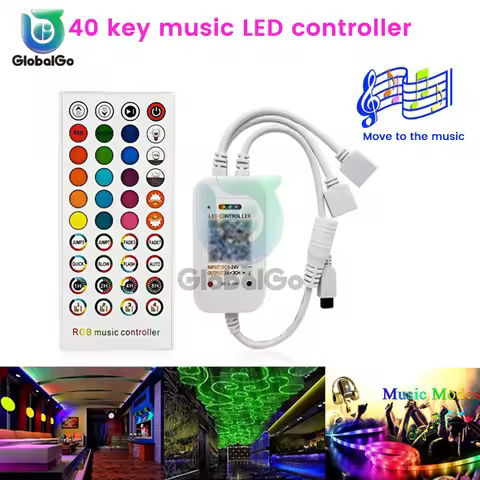 Voice-Controlled LED Strip Light Controller with 40 keys IR Remote Control Bluetooth Music Controlle