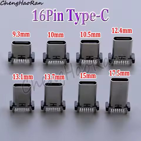 2 PCS Type C USB Female 16Pin Socket Connector Vertical DIP Four Feet In Board For Samsung Lenovo Hu
