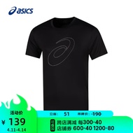 亚瑟士ASICS运动T恤男子跑步短袖透气舒适运动上衣 2011C975-001 黑色 L