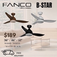 (MEGA Installation promo)Fanco Bstar ceiling fan with light 36/46/52 inch dc motor with 3 tone led light and remote