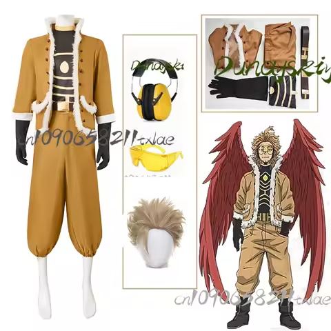 My Hero Hawks Endeavour Cosplay Costumes Wig Prop Yellow Glasses Plush Jacket Pans Winter Warm Cospl