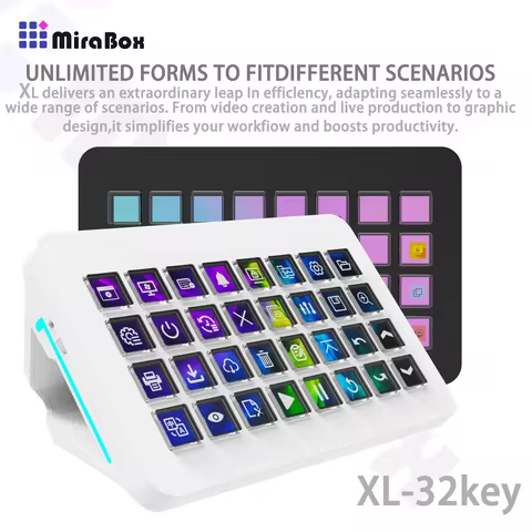 MiraBox XL Stream Deck 32 LCD Keys Visual Macro Keyboard Stream Dock Controller Programmable Keypad 